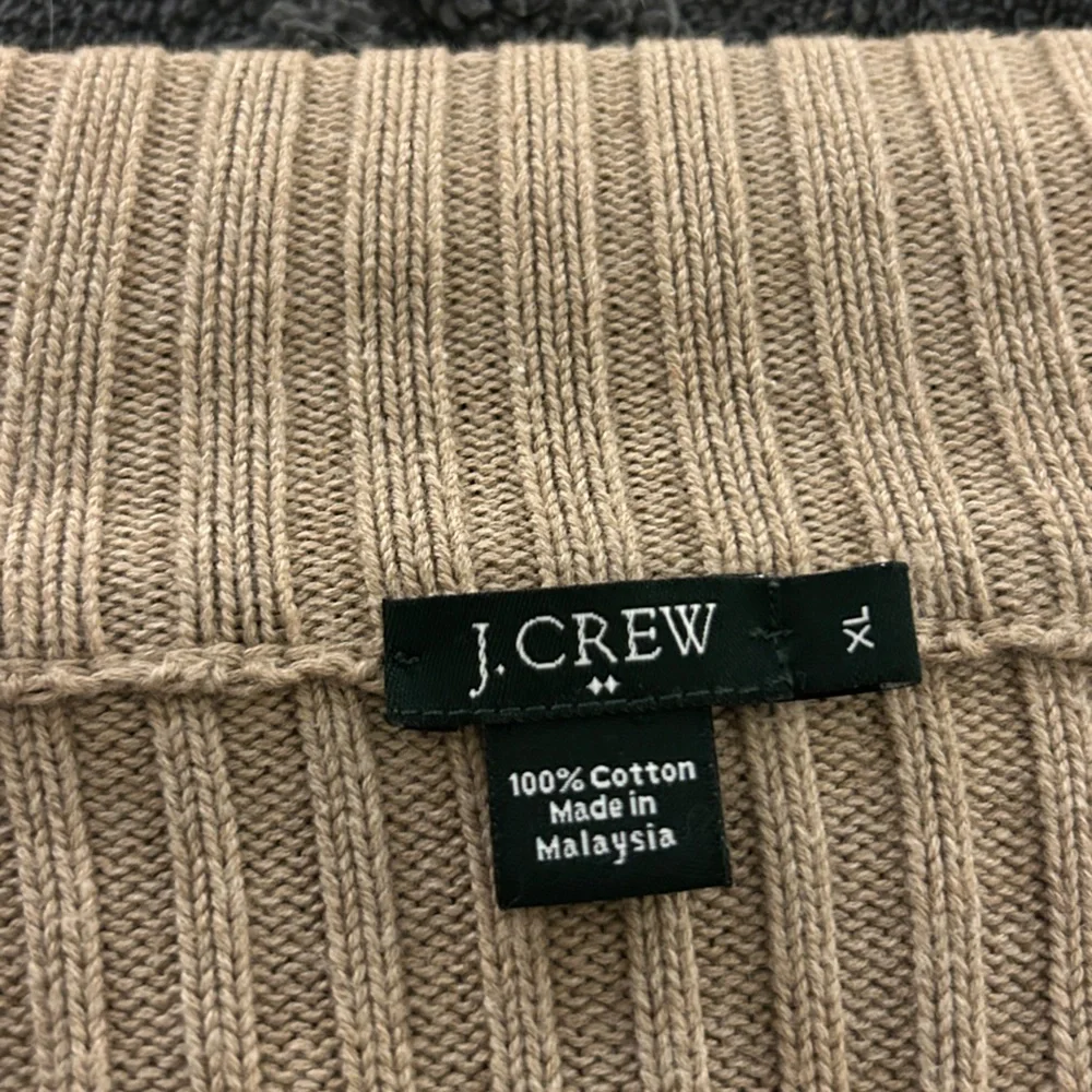 J. CREW Ribbed Full Zip Cardigan Sweater Tan/ Beige Neutral Classic
